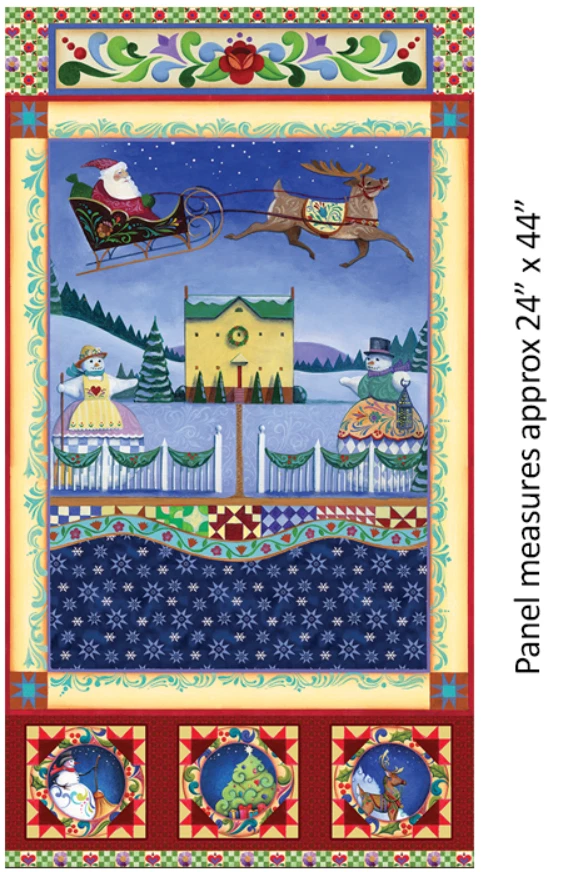 A Quilter's Christmas Village Scene Multi 100% Cotton Quilting fabric Panel  - Image 1 of 1