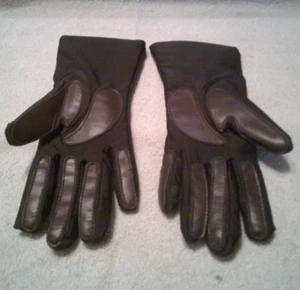 Vintage braune Nylon Spandex 9 1/2" Handschuhe - Bild 1 von 4