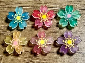 6pc Sakura Cherry Blossom Flower 26mm/1" Shoe Charms for Crocs & Shoe Laces - Picture 1 of 7