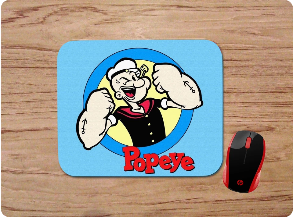 POPEYE THE SAILOR MAN BLUE CUSTOM COMPUTER MOUSE PAD MAT NONSLIP NEOPRENE - Image 1 of 1