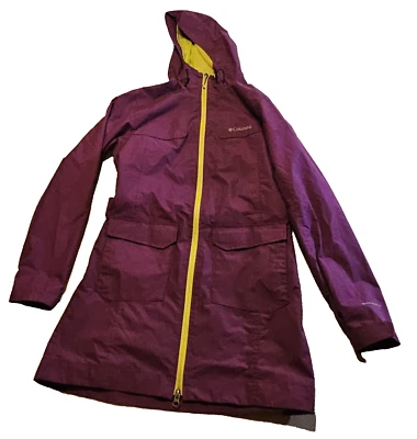 Columbia Pardon My Trench Coat impermeable con cinturón (nuevo sin etiquetas) púrpura/amarillo talla pequeña Foto 1 de 4