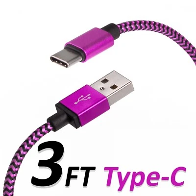 3FT Type C USB Charger Data Cable Braided For Android Device Type-C High Quality - Image 1 of 2