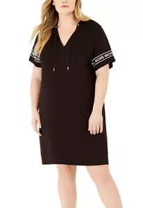 Michael Kors Black Logo Sleeve Hoodie Dress Women's Plus Size 0X - Picture 1 of 1