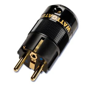 Wattgate negro 390i AU Audio Grade Cryo contacto de protección enchufe Schuko chapado en oro - Imagen 1 de 6