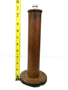 Lg. Vintage Textile Thread Bobbin Spool Wooden w/ Metal Core/Fitting Industrial - Picture 1 of 12