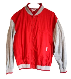 Vintage 80s McGregor Baseball/Bomber Jacket Men's Large Button Athletic Red Grey - Picture 1 of 6