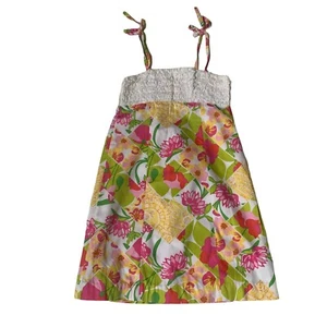 Lilly Pulitzer Mädchen hellgelb Blumen Träger Rüschen Kleid Größe 10 - Bild 1 von 6