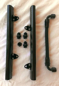 Z909 LS3 / L99 BLACK -8AN fuel rails kit w/ fittings & Crossover hose - Picture 1 of 11