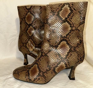 Free People Womens Brown Snake Python Leather Ankle Heel Boots EU 41 US 10 New - Picture 1 of 11