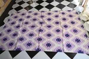 Rugmoda Purple, White and Black Geometric Panja Loom Cotton Rug – 5x8 ft - Picture 1 of 7
