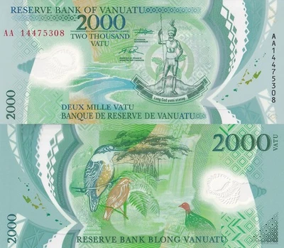 Vanuatu 2000 Vatu 2014 P 14 Polymer UNC AA First Prefix - Image 1 of 3
