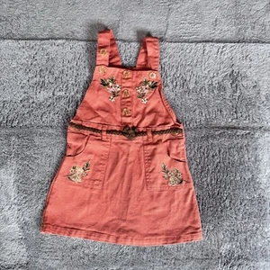 Vestido Jersey Bordado Coral Melocotón Floral Niñas Talla 4T Mono Vestido Granja - Imagen 1 de 9