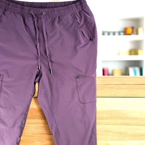 Eddie Bauer Jogger Pants Women 16 Warm Up Fleece Lined Drawstring Purple Plus - Picture 1 of 12
