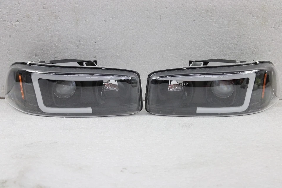 FITS Black 1999-2006 GMC Sierra Yukon Denali LED Tube Projector Headlights - Image 1 of 1
