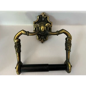 Vintage verzierter Toilettenpapierhalter antik Messing Wandmontage 60er 70er Jahre - Bild 1 von 11