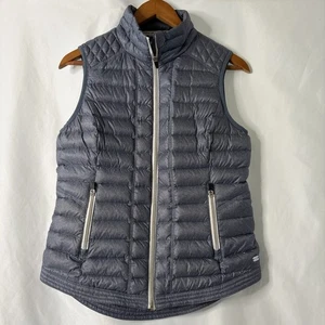 Tommy Hilfiger Puffer Vest Womens Small Blue Quilted Pockets Full Zip Mock Neck - Picture 1 of 8
