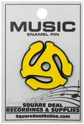 Enamel Pin - Yellow 45rpm 7" Record Adapter Insert Vinyl Music 1.25" Button 4036 - Image 1 of 3