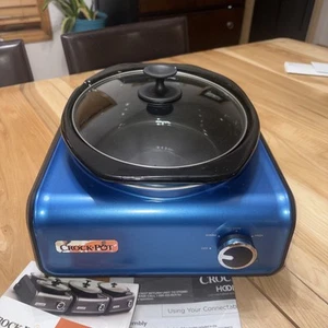 CrockPot Hook Up Connectable Oval 3.5 Qt Model SCCPMD3-CP Tested Blue - Picture 1 of 11