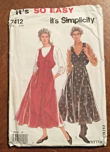 Vintage SIMPLICITY PATTERN #7412 - MAGLIONE DONNA METÀ POLPACCIO con TASCHE LATERALI E CINTURA - Foto 1 di 5