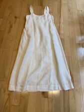 J. Jill Size 10 P Linen Maxi Dress Sleeveless  White 100% Linen Button Straps