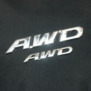 1x Big + 1x Small AWD Chrome Silver Metal Badge Sticker Emblem Decal Turbo Sport