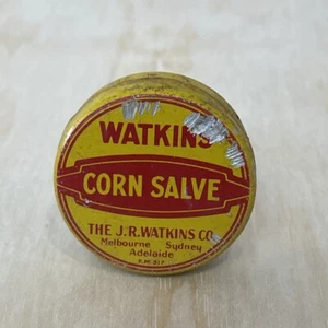 J R Watkins Corn Salve Empty Tin Small Round Made in Australia - Picture 1 of 8