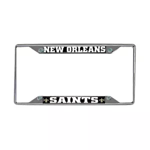 New Football New Orleans Saints Chrome License Plate Frame Metal 12.5" x 6" - Picture 1 of 1