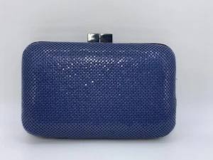 Whiting & Davis Blue Hard Shell Mesh Purse w/ Gun Metal Gray Chain & Hardware - Picture 1 of 14
