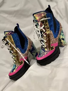 Cape Robbin Nell Platform Boots Mermaid US Size 6.5 Sequin Glitter NEW - Picture 1 of 3