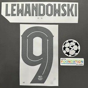 Lewandowski #9 Barcelona 23/24 Third Name & Number- Champions League & Patches - Picture 1 of 5