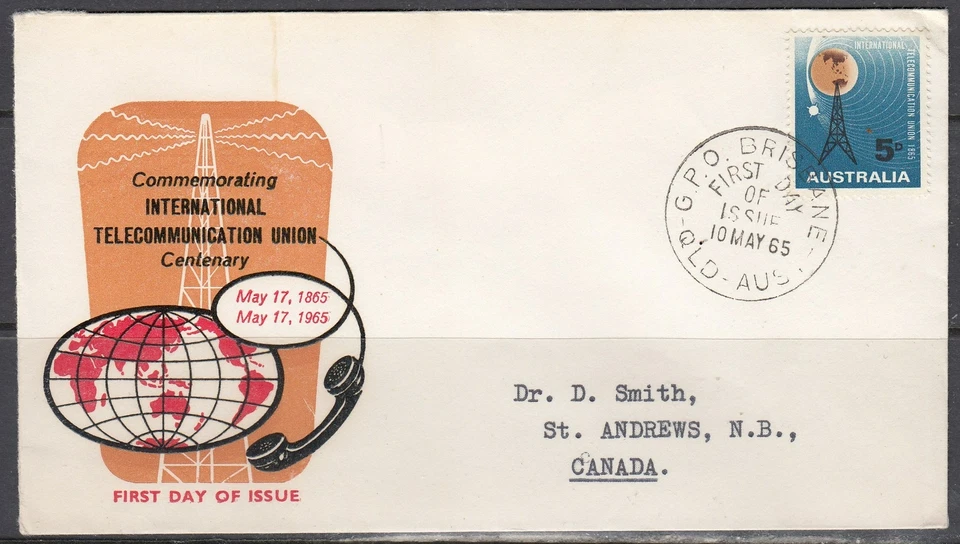 Australia Scott 388 - Intl. Telecommunications Union FDC - - Image 1 of 1