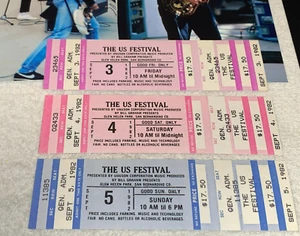 US FESTIVAL 1982 UNUSED TICKET SET TOM PETTY RAMONES GRATEFUL DEAD FLEETWOOD MAC - Picture 1 of 12