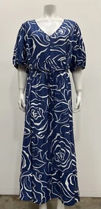 Mlle Gabrielle Womens plus size printed maxi short sleeve V neck Dress front tie - Picture 1 of 1