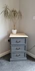 Upcycled solid wood bedside table in matt graphite