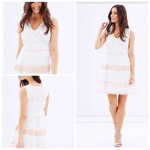 KAJA CLOTHING Adine Soft Crochet Summer Knit Dress WHITE 100% Cotton **NEW (10) - Picture 1 of 9