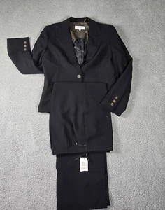 Calvin Klein Pant Suit Size 10 Two Piece Set Black Power Suit Pockets Lined - Picture 1 of 13