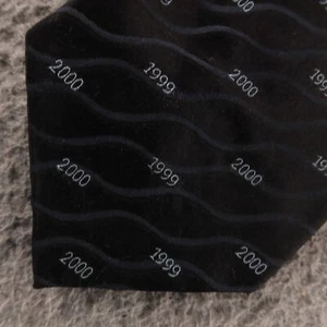 Cravatta Croft & Barrow nera 100% seta Capodanno Y2K 1999 2000 USA 3,75" - Foto 1 di 7