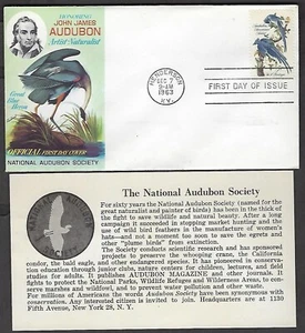 1241 Fleetwood FDC - Honoring John J. Audubon, Artist - 5-cent Great Blue Heron - Picture 1 of 1
