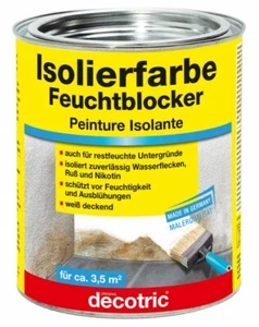 Decotric Isolierfarbe Feuchtblocker Blanc 0,75 L Isolé Nicotine, Taches D'Eau - Photo 1/2