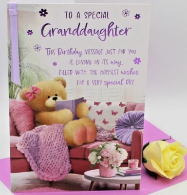 PRELUDE GRANDDAUGHTER BIRTHDAY CARD GRANDAUGHTER LOVELY WORDS 9" x 6" - free p&p