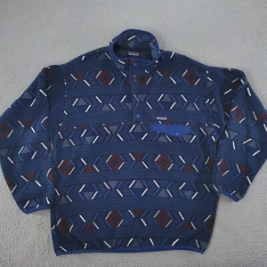 Patagonia Aztec Synchilla Snap-T Pullover Fleece Jacket Mens Large Blue Red - Picture 1 of 22