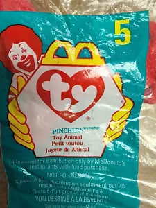 McDonald's Happy Meal Mini Ty Beanie Baby 1998 #5 Pinchers the Lobster - Imagen 1 de 2