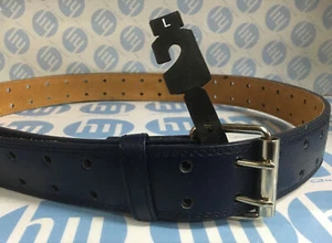 Men’s Genuine Leather Belt Navy With Two Whole Size L 35mm X 113cm Fit 34”-42” - Picture 1 of 3