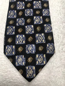 ROBERT TALBOTT MENS TIE BLACK WITH BLUE GOLD GRAY 4 X 59 - Picture 1 of 4