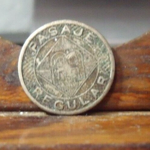 1962 PUERTO RICO PASAJE REGULAR Train Railway Streetcar Bus Coach Transit Token Cover