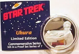 Classica Star Trek Uhura 1 oncia Moneta Argento Puro 1989 NUOVA COME IN SCATOLA - Foto 1 di 1
