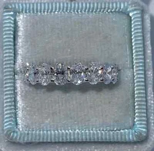 2Ct Oval Cut Lab-Created Diamond Anniversary Ring 14K White Gold Plated Silver - Picture 1 of 8
