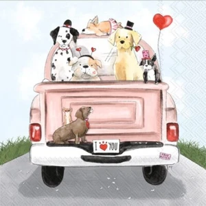 Decoupage Art Craft Cocktail Napkin 5" x 5" Valentine Pup, Valentine's Day - Picture 1 of 1