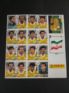 TEAM IRAN GIALLA YELLOW WORLD CUP FRANCE 98 PANINI COMPLETA ATTACCATA NEW - Imagen 1 de 2
