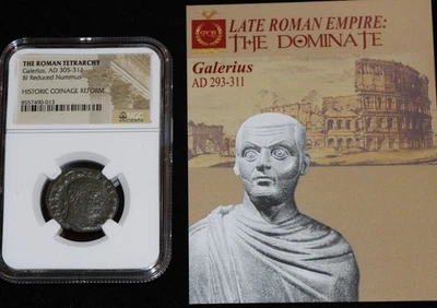 NGC Certified Genuine Ancient Roman Coin Emperor GALERIUS AD 293-311 with COA - Image 1 of 3
